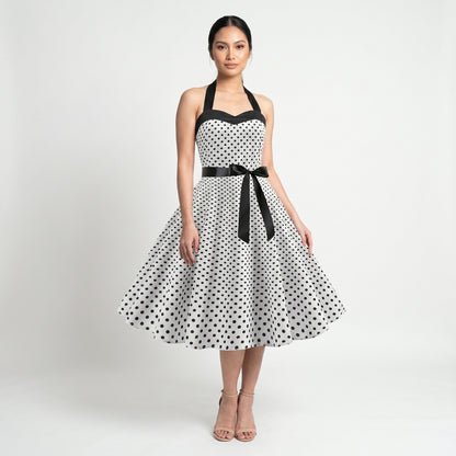 Geneviève Women’s Polka Dot Halter Midi Dress