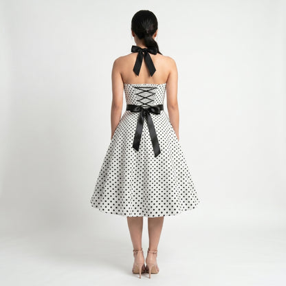 Geneviève Women’s Polka Dot Halter Midi Dress