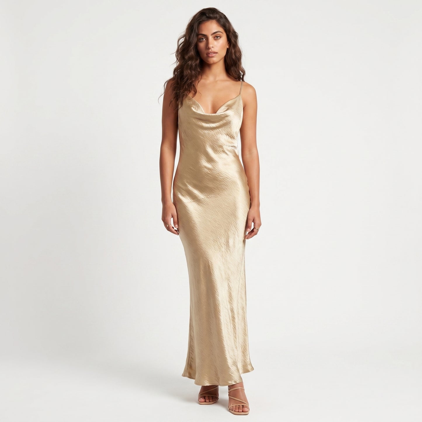 Gloss Women's Maxi Dress Cowl Neck Backless, Slip Strappy