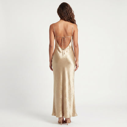 Gloss Women's Maxi Dress Cowl Neck Backless, Slip Strappy