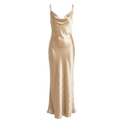 Gloss Women's Maxi Dress Cowl Neck Backless, Slip Strappy