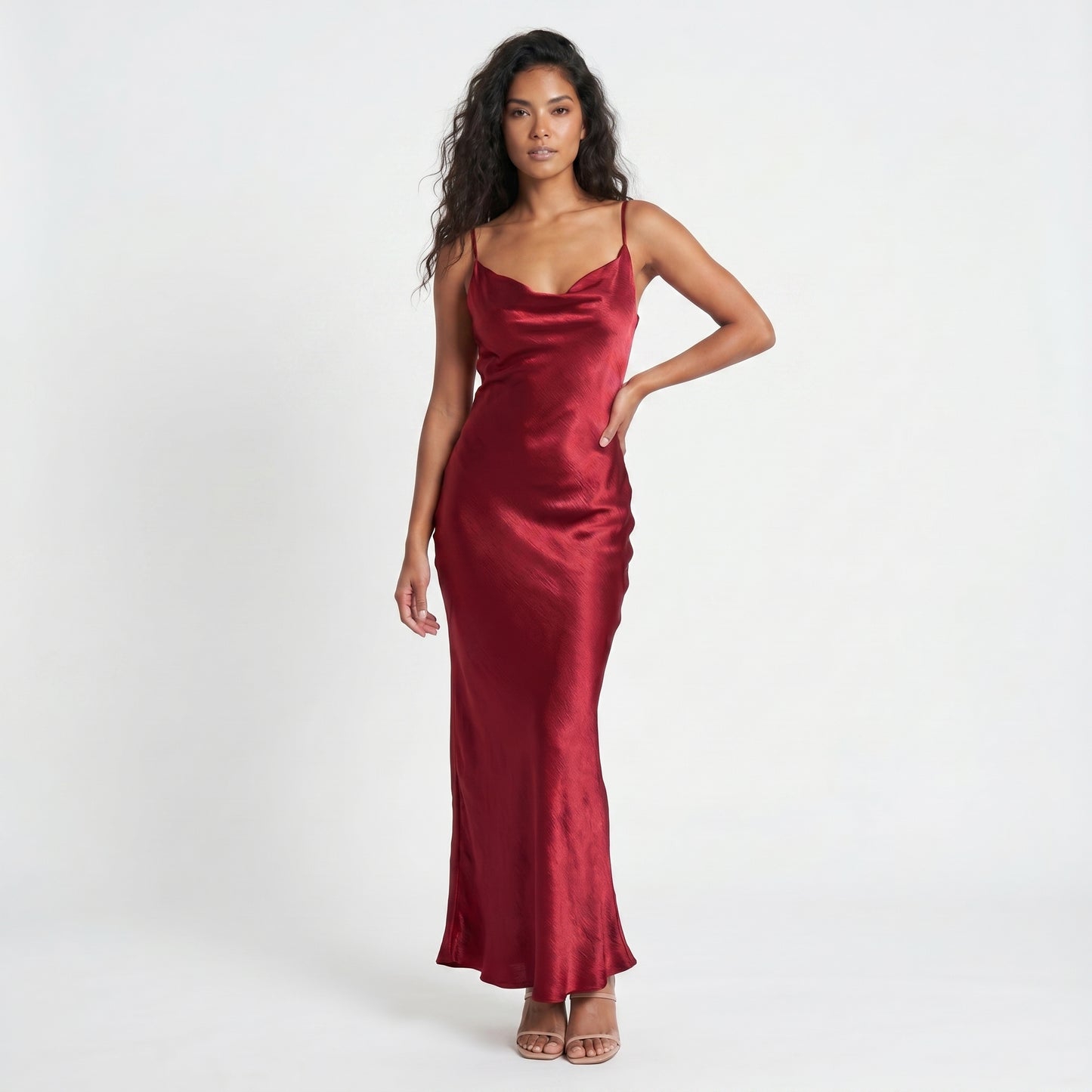 Gloss Women's Maxi Dress Cowl Neck Backless, Slip Strappy
