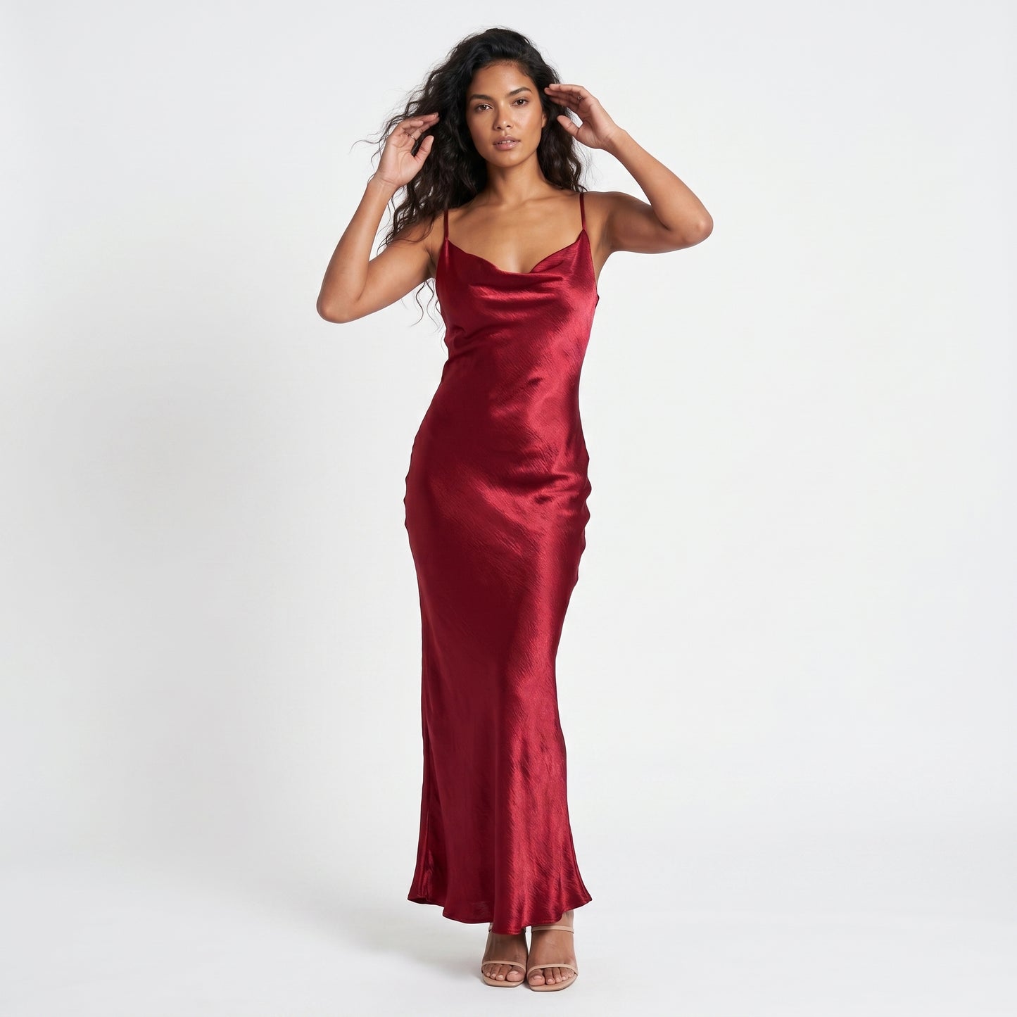 Gloss Women's Maxi Dress Cowl Neck Backless, Slip Strappy