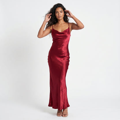Gloss Women's Maxi Dress Cowl Neck Backless, Slip Strappy
