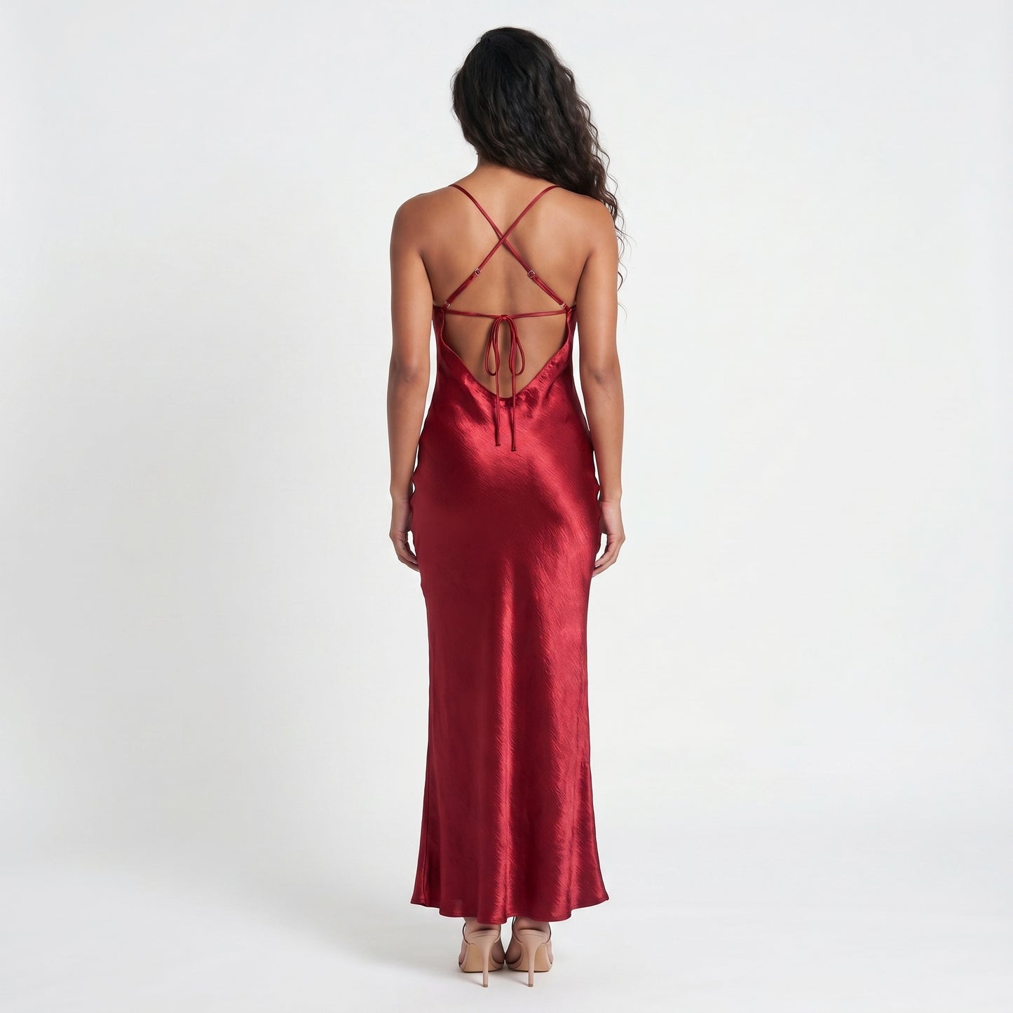 Gloss Women's Maxi Dress Cowl Neck Backless, Slip Strappy