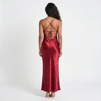 Gloss Women's Maxi Dress Cowl Neck Backless, Slip Strappy