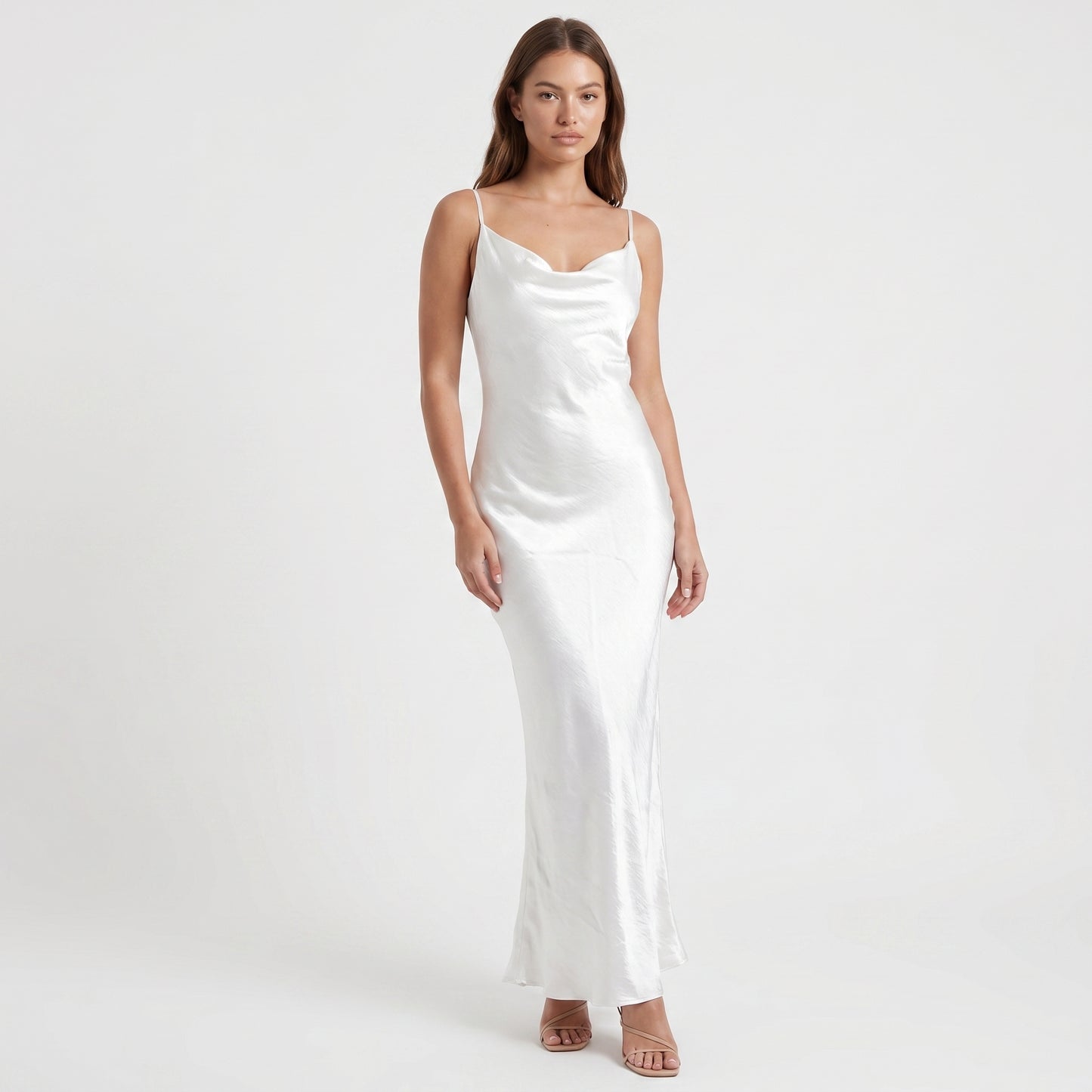 Gloss Women's Maxi Dress Cowl Neck Backless, Slip Strappy