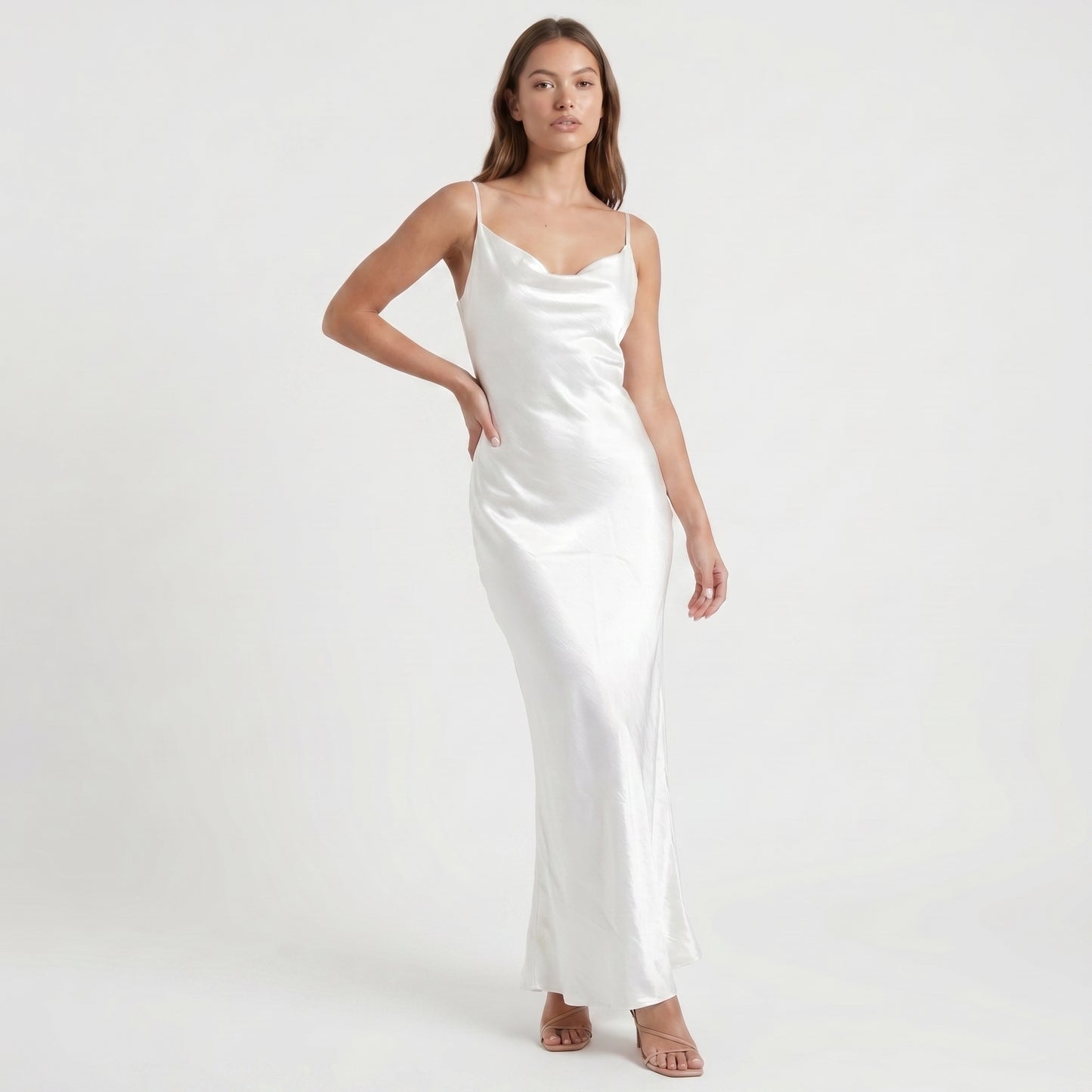 Gloss Women's Maxi Dress Cowl Neck Backless, Slip Strappy