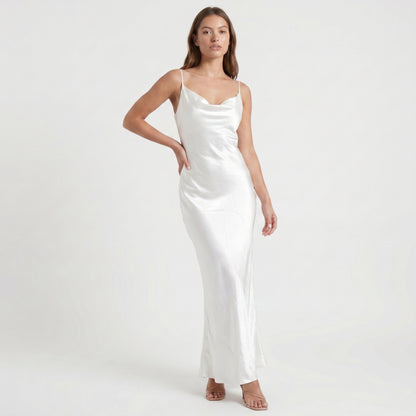 Gloss Women's Maxi Dress Cowl Neck Backless, Slip Strappy