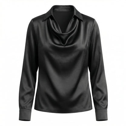 Harlow Women’s Polyester Long-Sleeve Blouse Draped-Collar