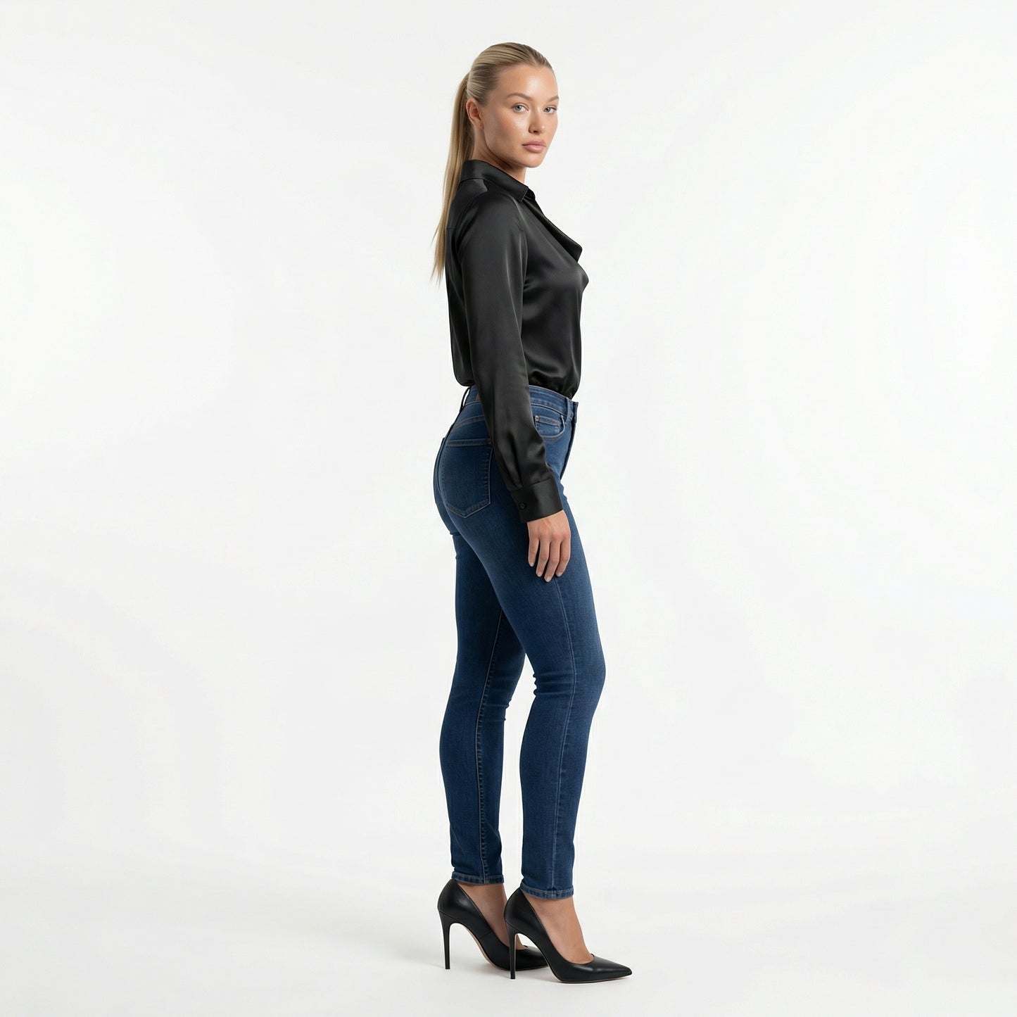 Harlow Women’s Polyester Long-Sleeve Blouse Draped-Collar