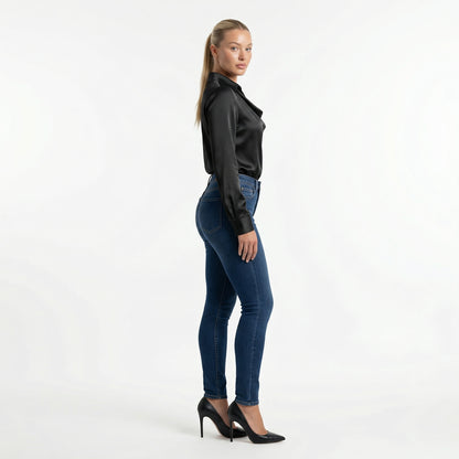 Harlow Women’s Polyester Long-Sleeve Blouse Draped-Collar