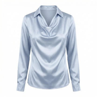 Harlow Women’s Polyester Long-Sleeve Blouse Draped-Collar