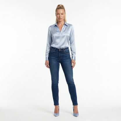 Harlow Women’s Polyester Long-Sleeve Blouse Draped-Collar