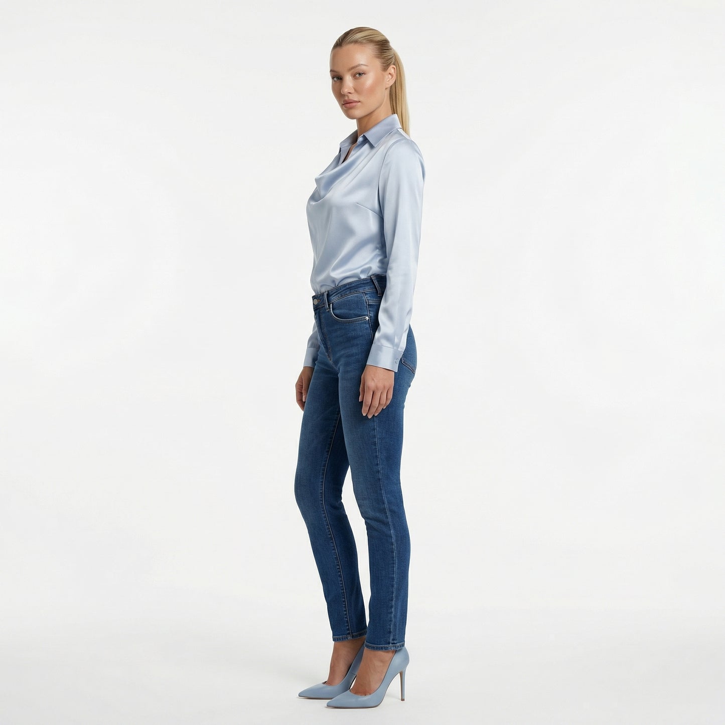Harlow Women’s Polyester Long-Sleeve Blouse Draped-Collar