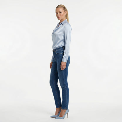 Harlow Women’s Polyester Long-Sleeve Blouse Draped-Collar