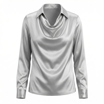 Harlow Women’s Polyester Long-Sleeve Blouse Draped-Collar