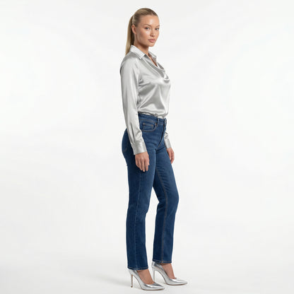 Harlow Women’s Polyester Long-Sleeve Blouse Draped-Collar
