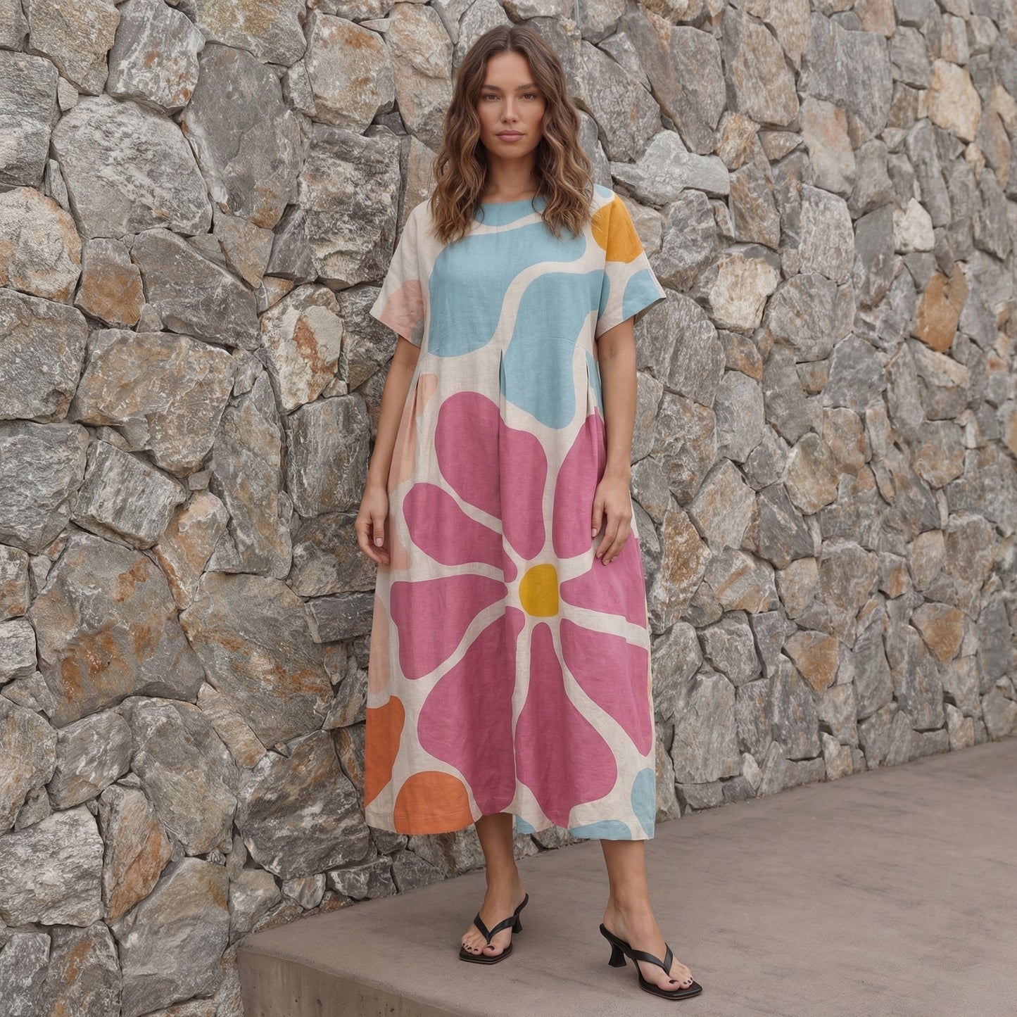 Harper Women’s Polyester Short-Sleeve Maxi Dress Pullover