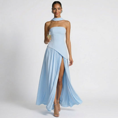 Inès | Women’s Crepe Strapless Maxi Dress with Scarf
