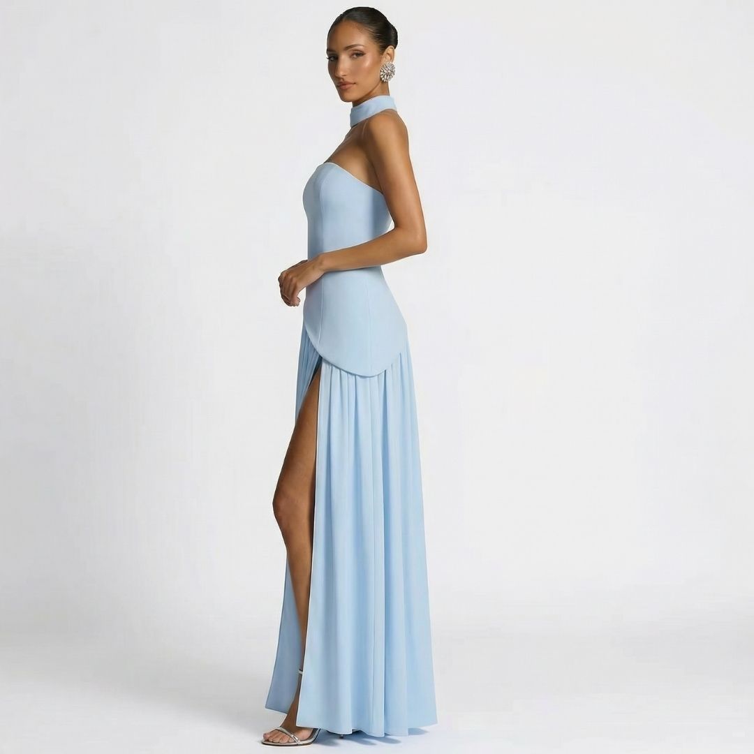 Inès | Women’s Crepe Strapless Maxi Dress with Scarf