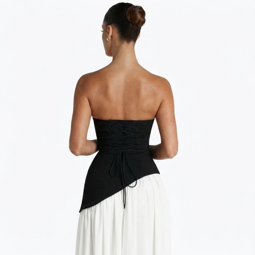 Inès | Women’s Crepe Strapless Maxi Dress with Scarf