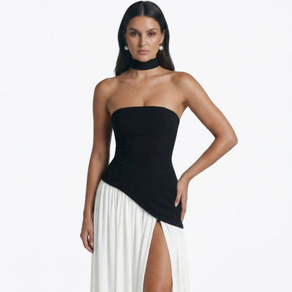 Inès | Women’s Crepe Strapless Maxi Dress with Scarf
