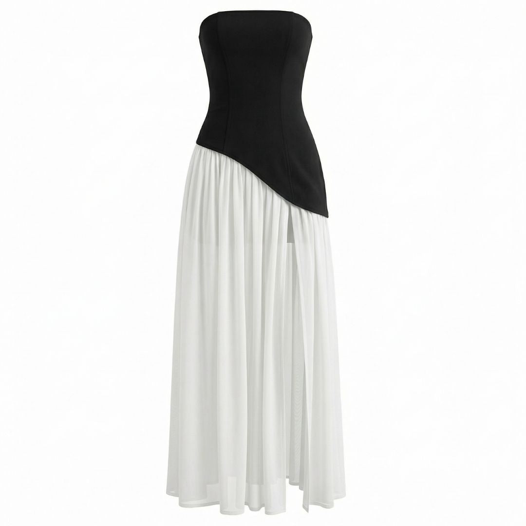 Inès | Women’s Crepe Strapless Maxi Dress with Scarf