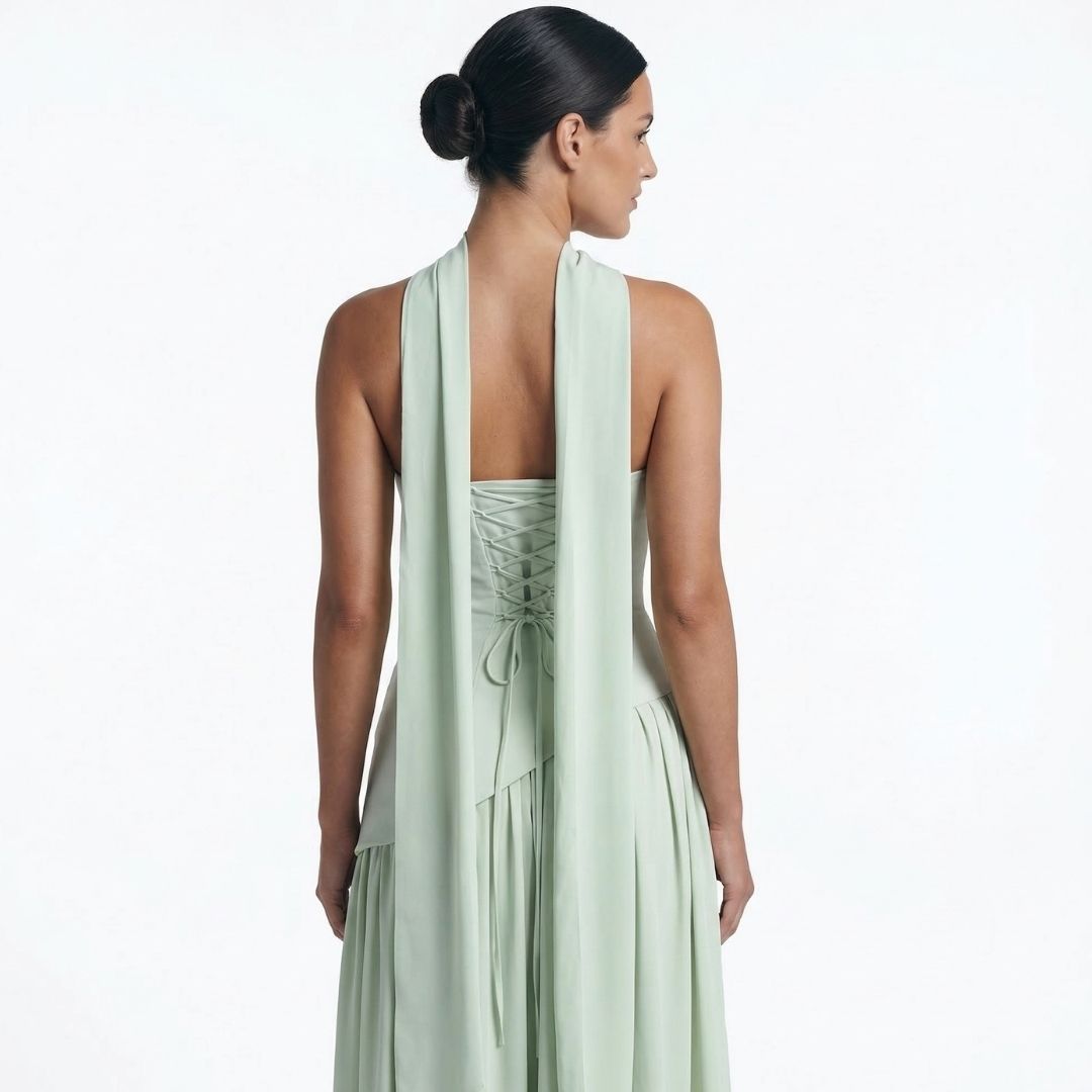 Inès | Women’s Crepe Strapless Maxi Dress with Scarf