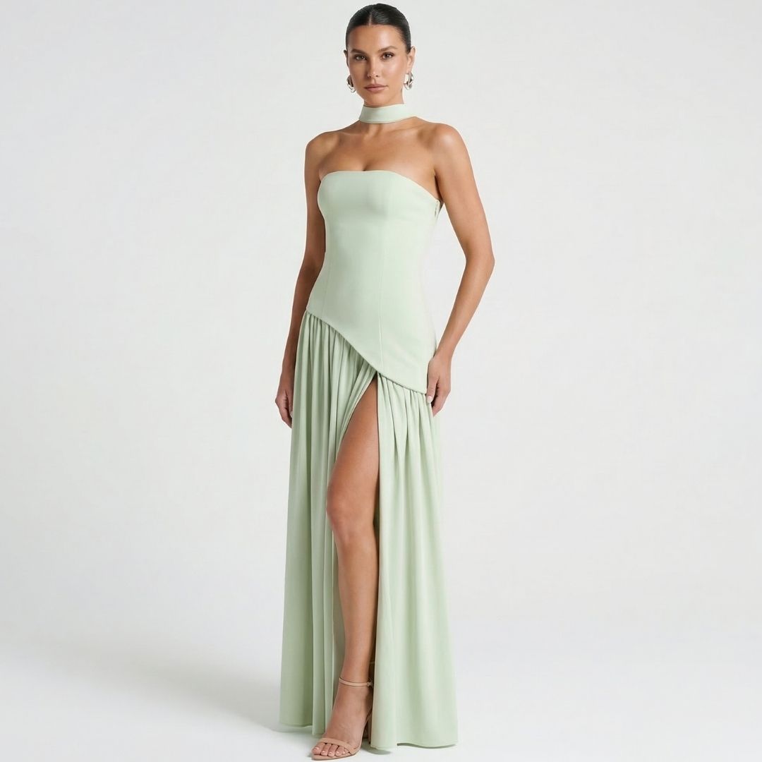 Inès | Women’s Crepe Strapless Maxi Dress with Scarf