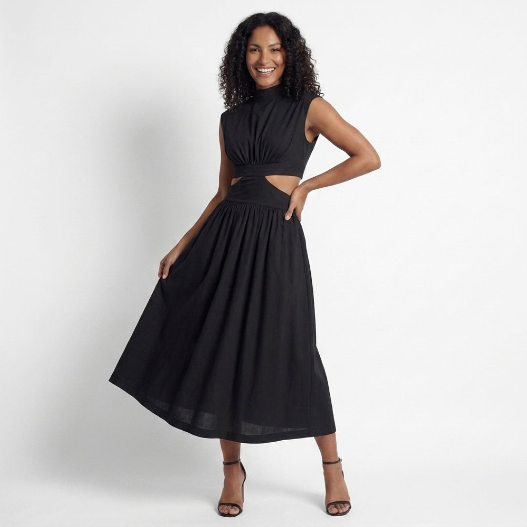 Isabelle Women’s Cut-Out Waist Sleeveless Midi Dress