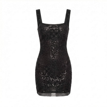 Isaline | Women’s Polyester Sleeveless Mini Dress, Square-Neck