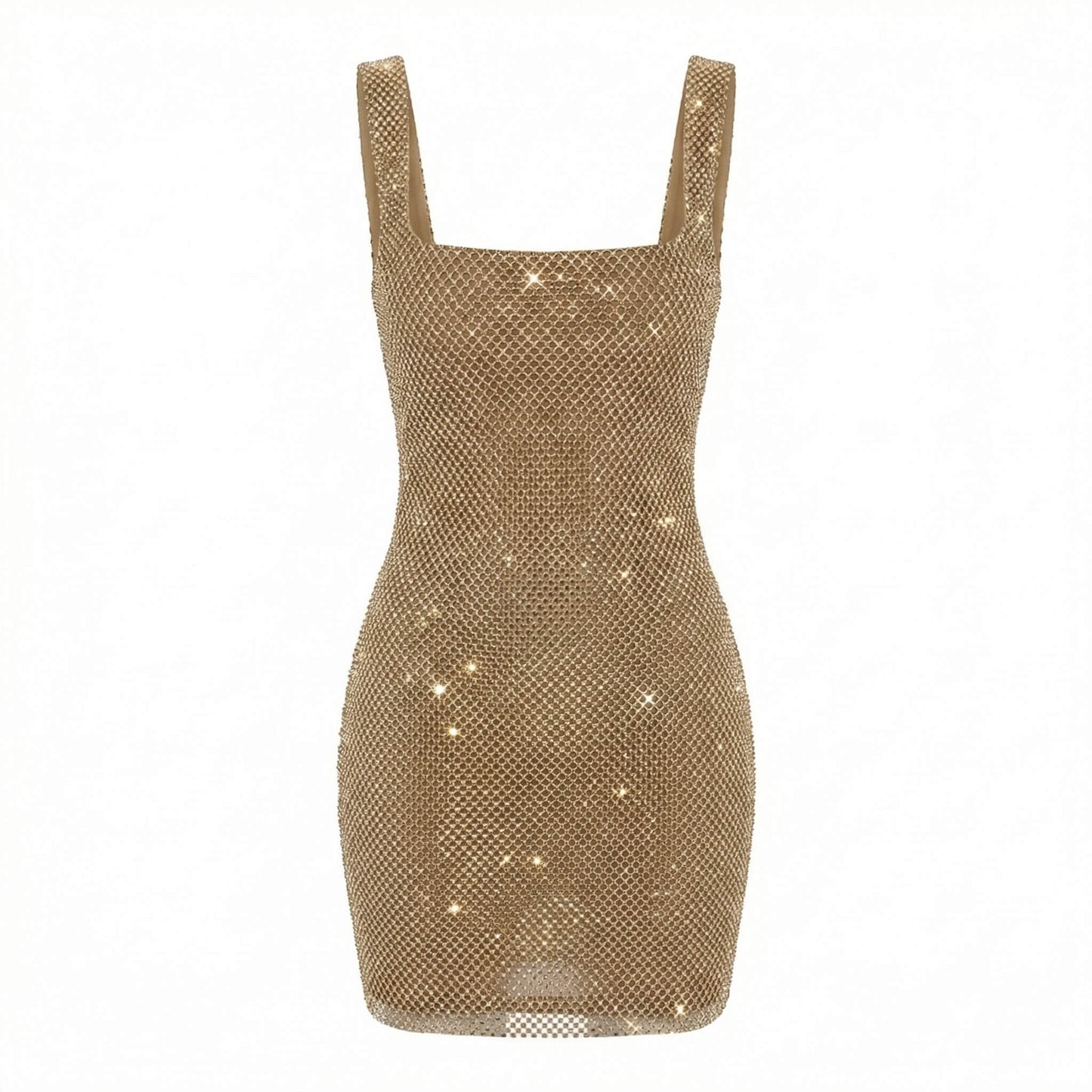 Isaline | Women’s Polyester Sleeveless Mini Dress, Square-Neck