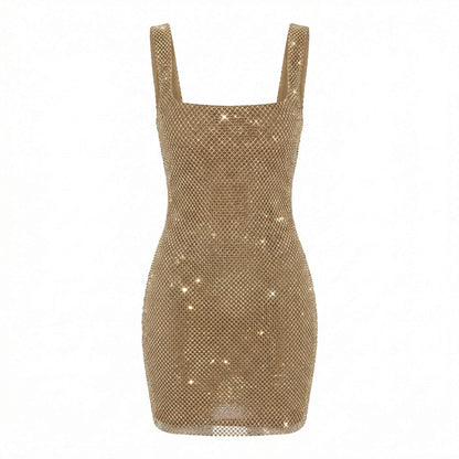 Isaline | Women’s Polyester Sleeveless Mini Dress, Square-Neck