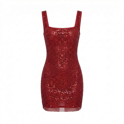 Isaline | Women’s Polyester Sleeveless Mini Dress, Square-Neck