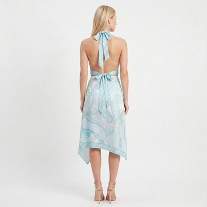 Isla Women's Two-Piece Set Halter Top, Printed Wrap Skirt