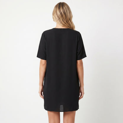 Lena Women's Mini Dress Batwing Sleeve Pleated, V-Neck
