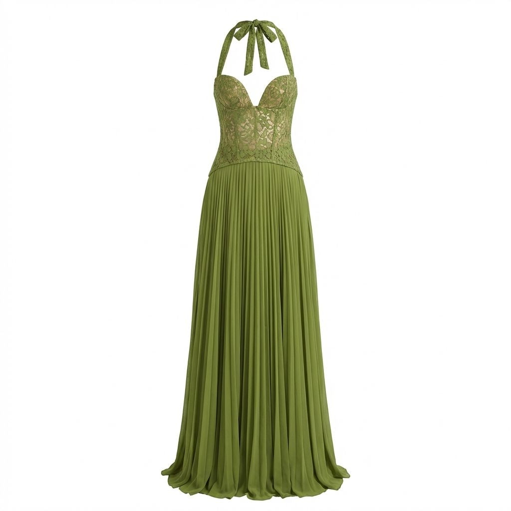 Lena | Women’s Polyester Sleeveless Maxi Dress, Pleated