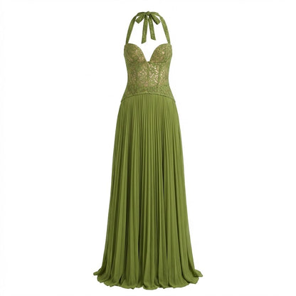 Lena | Women’s Polyester Sleeveless Maxi Dress, Pleated