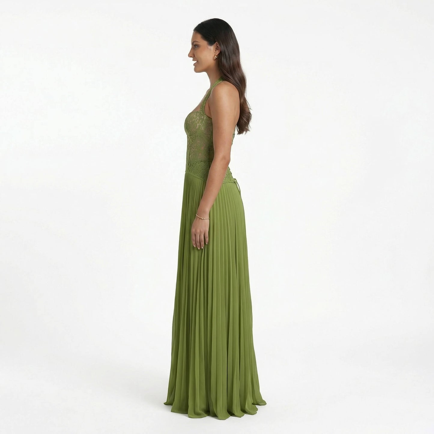 Lena | Women’s Polyester Sleeveless Maxi Dress, Pleated