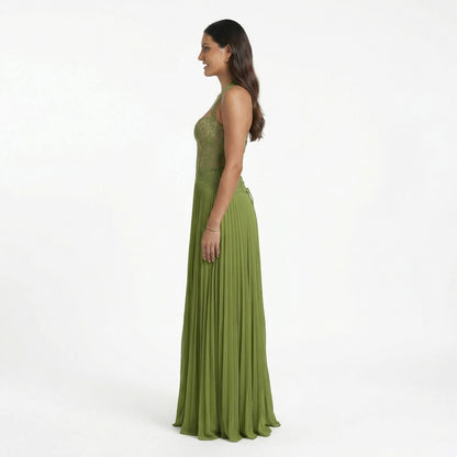 Lena | Women’s Polyester Sleeveless Maxi Dress, Pleated