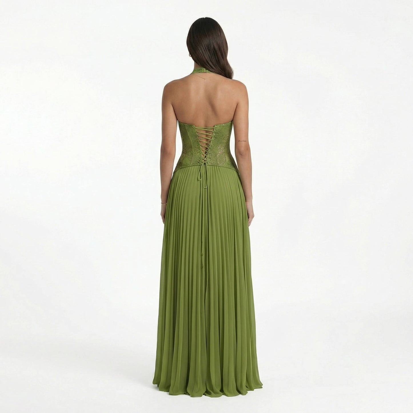 Lena | Women’s Polyester Sleeveless Maxi Dress, Pleated