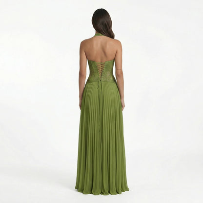 Lena | Women’s Polyester Sleeveless Maxi Dress, Pleated