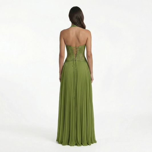 Lena | Women’s Polyester Sleeveless Maxi Dress, Pleated