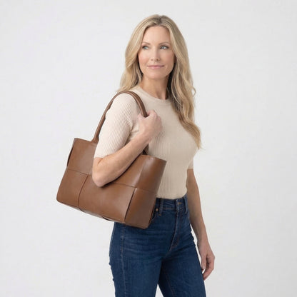 Léonie | Women’s Geometric Panel Shopper Tote Dual-Handle