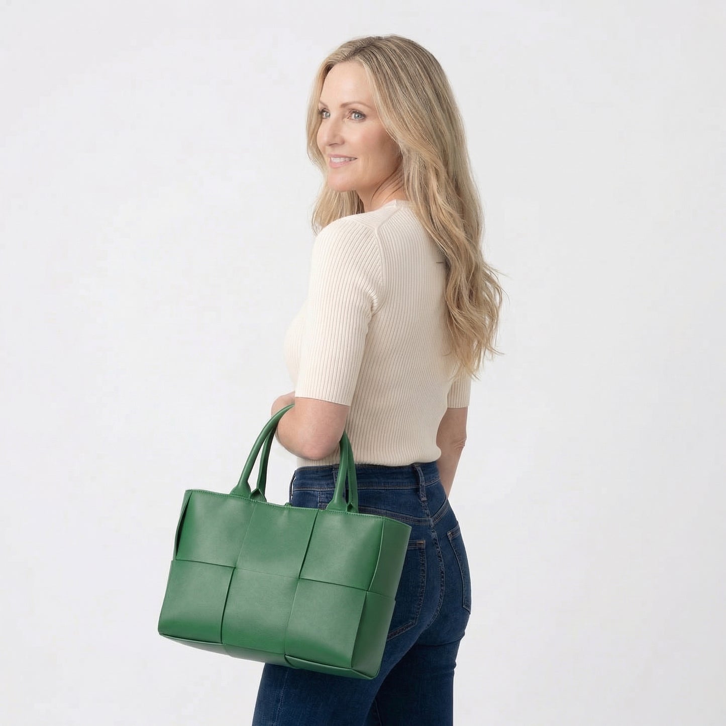 Léonie | Women’s Geometric Panel Shopper Tote Dual-Handle