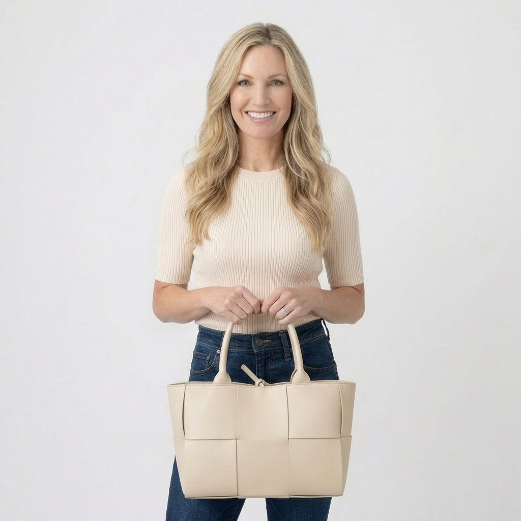 Léonie | Women’s Geometric Panel Shopper Tote Dual-Handle
