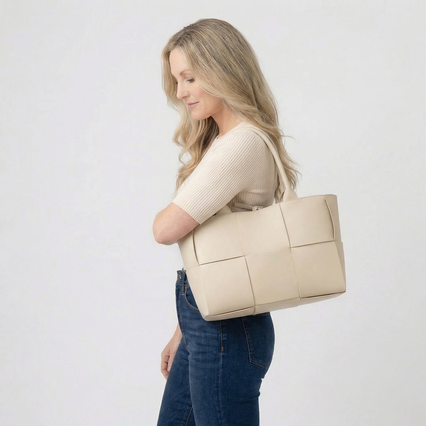 Léonie | Women’s Geometric Panel Shopper Tote Dual-Handle
