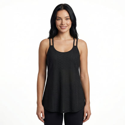 Lila Women's Eyelet Camisole Tank Top, Loose Fit Double Strap Scoop Neck