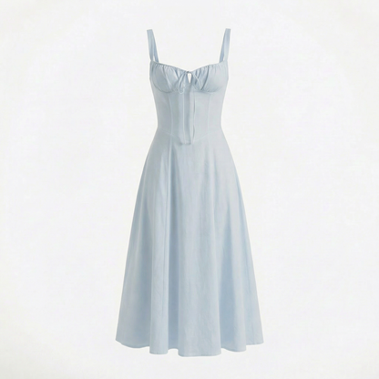 Lina | Women’s Lace-Up Sweetheart Midi Dress